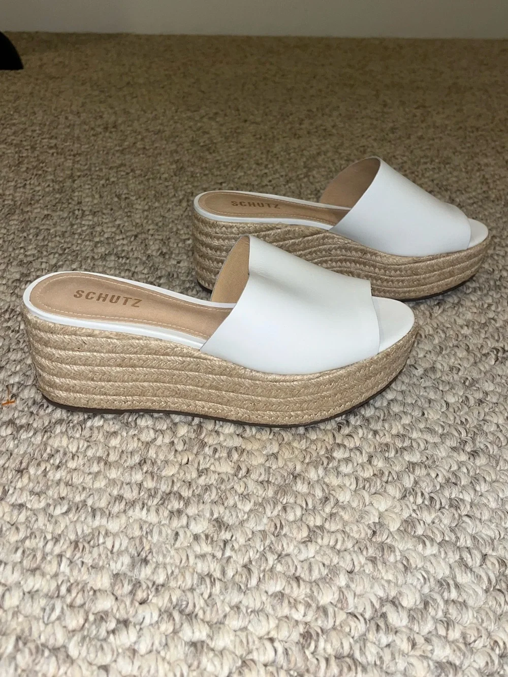 NWT Schutz Thalia White Slide Espadrille Platform Sandal - size 9